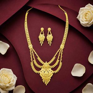 สร้อยคอแฟชั่นสไตล์ดูไบขายส่ง ทอง 14K 18K 24K ชุบทองไมครอน สร้อยคอเจ้าสาวแบบรานี ฮาร์ ดีไซน์ดั้งเดิม ชุดเครื่องประดับ - Product Image 2