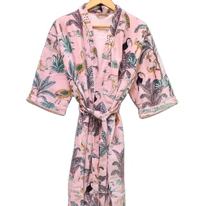 Jungle Print <b>Velvet</b> Kimono Cotton <b>Velvet</b> Robe <b>Velvet</b> <b>Jacket</b> Bridal Robe by Indian Manufacturer and Exporter - Product Image 1