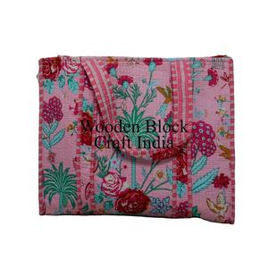 Hand Block Printed Bohemian Indian Handmade Cotton Shopping Tote <b>Bag</b> for Women with Shoulder <b>Strap</b> From Rajasthan - Product Image 1