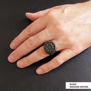 แหวนเมสัน BOJ รุ่น 003 แบบกำหนดเองได้ สำหรับทั้งชายและหญิง แหวนตราประทับฟรีเมสันส่วนบุคคล แหวนตราประทับมาสเตอร์เมสันเท็กซัส สไตล์ฮิปฮอป สีเงิน ราคาประหยัด - Product Image 2