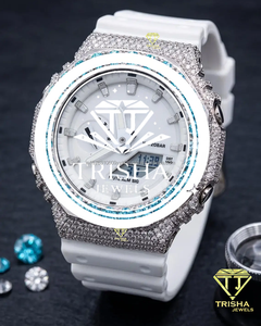 Blue VVS Moissanite <b>Diamond</b> <b>Watch</b> 925 Sterling Silver White Dial Luxury Iced Out Designer Timepiece - Product Image 3
