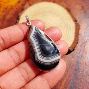 Colgante de Plata de Ley 925 con Ágata de Botsuana, Chapado en Oro, Hecho a Mano, Diseño Exclusivo, Regalo de Compromiso o Aniversario para Mujer - Product Image 2