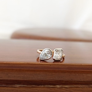 Anillo Abierto de Oro de 14 Quilates con Corte de Pera Namivaa para Mujer, Anillo de Compromiso Moderno Toi Et Moi, Elegante para Bodas y Fiestas - Product Image 5