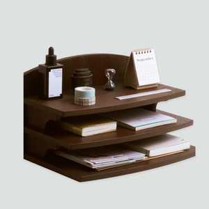 New Wooden Three Layer <b>Storage</b> <b>Rack</b> Minimalist Standing Type For Office Desk Organization Multifunctional Holder With Shelve - Product Image 1