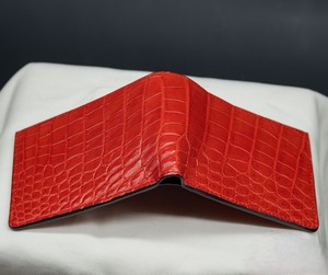 Portefeuille bifold en cuir d'alligator rouge personnalisé pour hommes, portefeuille en cuir exotique de luxe, portefeuille bifold fait main - Product Image 4