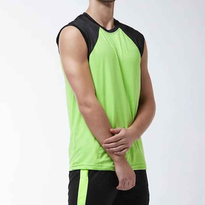 Camiseta sin mangas de algodón 100% de alta calidad, transpirable, de corte cuadrado, con logo personalizado, para gimnasio, para hombre, con ribetes. - Product Image 5