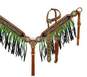 Headstall de course de chevaux en cuir véritable de la plus haute qualité Nouveau Headstall tressée de cheval décoratif de concepteur - Product Image 2