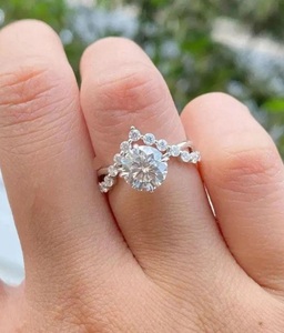 Unique V Band Round Cut 1.01CT Lab Grown Diamond Crossover Band <b>Ring</b> for Women 925 Silver Fine Promise Gift For Lover - Product Image 3