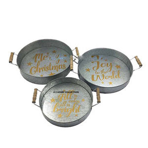 Plateau de Noël artisanal de la plus haute qualité, design fantastique, en fer, forme ronde, imprimé, prêt pour la sublimation, lot de 3 - Product Image 5