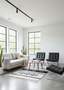 Alfombra de Algodón Tejida a Mano con Diseño Floral, Moderna, Lavable a Máquina, Reversible, Color Negro, para Decoración del Hogar, Picnic y Viajes - Product Image 4