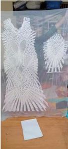 Handmade Nonwoven Weft Embroidery Girls Party Wear Abstract Geometric Thread Work Dress Panels New Fashion Embroidered Front - Product Image 4