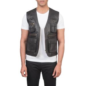 Chaleco de Motociclista de Cuero Genuino para Hombre con Bolsillos Vintage, Perfecto para Caza y Viajes, Chalecos y Chaquetas para Hombre - Product Image 3