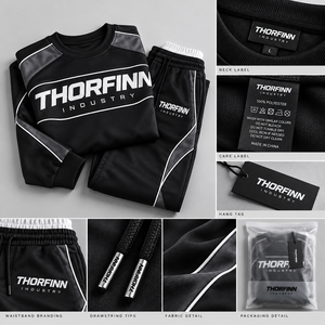 ชุดวอร์ม THORFINN สำหรับผู้ชายและผู้หญิง เสื้อคอกลม กางเกงจ็อกเกอร์มีเชือกผูก ลายพิมพ์ตัวอักษร ชุดกีฬา ราคาขายส่ง - Product Image 4