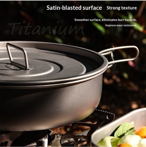 High Quality New <b>Pan</b> Titanium <b>Pan</b> Frying <b>Pan</b> Portable Frying <b>Pan</b> <b>with</b> <b>Lid</b> Outdoor Camping Kitchenware Cookware 1L - Product Image 3
