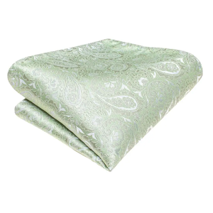 Ensemble cravate, boutons de manchette et pochette de costume en soie vert sauge à motif cachemire, tissage jacquard classique, pour hommes d'affaires - Product Image 5