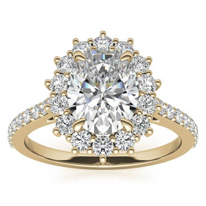 Anillo de compromiso con halo de diamantes cultivados en laboratorio, certificados por IGI, de 9k/14k/18k, con diamante ovalado cultivado en laboratorio, para uso de la novia en la boda. - Product Image 5