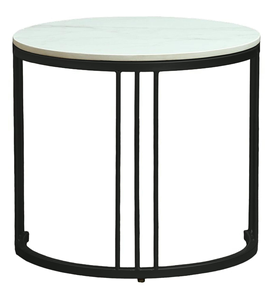 Luxury Round <b>Nesting</b> <b>Coffee</b> <b>Table</b> <b>Set</b> with Marble Top and Black Metal Base for Living Room Furniture - Product Image 3