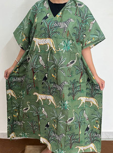Vestido Kaftan Maxi de Algodón Estampado a la Moda para Mujer con Hermosos Estampados en Toda la Prenda, Ajuste Cómodo y Uso Versátil - Product Image 3