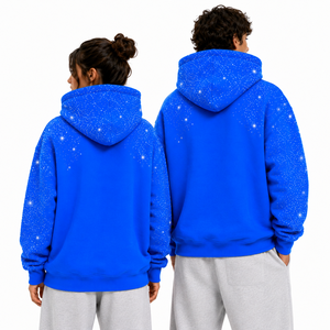 <b>Men</b> Women Rhinestone Hoodie Cotton Fleece <b>Pullover</b> Star Embellished Long Sleeve Casual Sweatshirt Wholesale B2B USA Market - Product Image 2