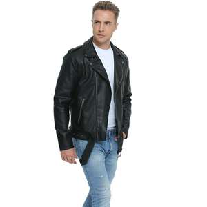 Men's Slim Fit Casual Polyester Belted Jacket Stand Collar <b>Covered</b> <b>Button</b> Closure Front Logo Position Waterproof Patchwork - Product Image 2