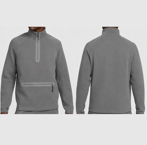 Sudadera Blanca de Último Diseño con Cierre Negro, Sudadera de Forro Polar Técnico para Hombre, Sudadera con Cierre de Cremallera, Bolsillo en el Pecho, Transpirable - Product Image 5