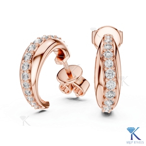 Pendientes de Aro Abierto con Diamantes CVD Cultivados en Laboratorio, Engaste de Canal, Oro Sólido de 14K y 18K, Joyería de Lujo para Mujer, Fabricante de Joyas de Boda - Product Image 5