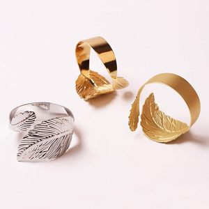 Gold Feather Napkin Ring Metal Table Decoration for <b>Wedding</b> Party Valentine's DayLuxury Golden Metal Portable Napkin & <b>Tissue</b> - Product Image 4