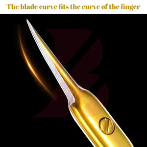 Produit tendance de couleur dorée, outil de soin personnel, ciseaux à cuticules pour couper les peaux mortes, lame droite et tranchante, personnalisation possible. - Product Image 4