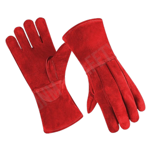Gants de soudeur en cuir de vachette à fente latérale, résistants à la chaleur, respirants, avec manchette de sécurité anti-vibration, pour la sécurité au travail. - Product Image 5