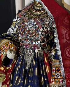 Afghan Kuchi Handmade Ethnic Tribal Traditional Embroidered Women's Georgette Silk Slim Fit Party Wear Salwar Kameez Customized - Product Image 3