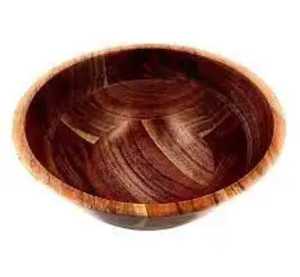 Modern Straight Edge Solid Wood Salad Bowl Flat Bottom Wooden Fruit Serving Basin Minimalist Kitchenware - Product Image 6