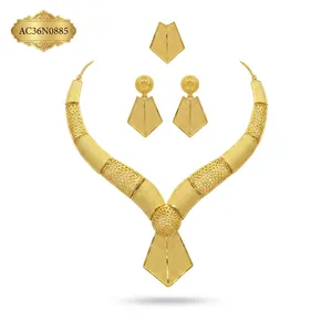 Modern Textured Trendy 24K Gold Plated Brass <b>Box</b> Chain Fashion Charm Necklace Set - Product Image 3