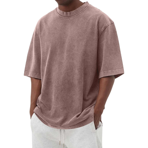 T-shirt unisexe en coton 100% à séchage rapide, teint en pièce, coupe ample et oversize, délavé à l'acide, style décontracté, avec épaules tombantes, grandes tailles - Product Image 3