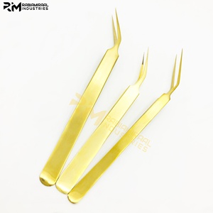 Pince à épiler pour extensions de cils RMI couleur or 24 carats, nouveau style, avec pointe en fibre personnalisée - Product Image 6