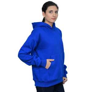 Sweat-shirts à capuche en coton polyester imprimé pour femmes, bleu royal, décontracté, coupe ample, manches longues, confortable et tendance - Product Image 3