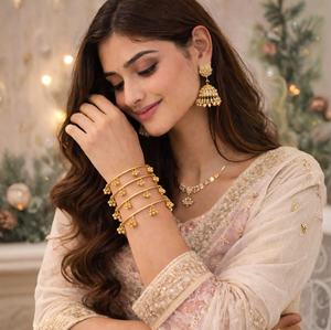 Exquisite Gold-Plated Ghungroo <b>Bangle</b> <b>Set</b> for Women Traditional Indian Ethnic Jewelry with Dancing Bell Charms Metal <b>Bangles</b> - Product Image 3