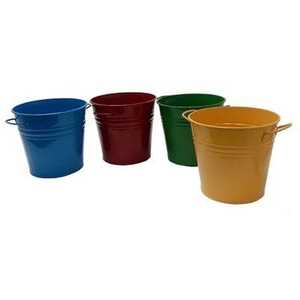 กระป๋องน้ำโลหะชุด 4 ใบ สีฟ้า สีแดง สีเขียว สีเหลือง ผิวเคลือบสีทนทานสำหรับทำสวน - Product Image 1