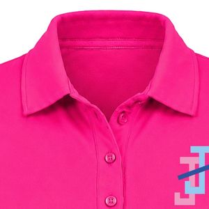 Polo Rosa Intenso con Logotipo JJ Bordado para Mujer, Manga Corta con Cuello y Botones al Frente, Ropa Casual de Equipo - Product Image 2