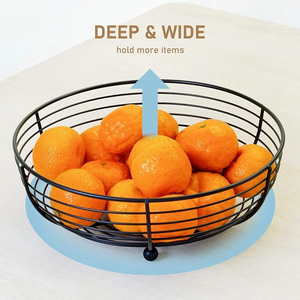 Corbeille à fruits moderne en fil métallique pour cuisine et table à manger, noir mat, support de rangement ouvert pour la maison et la cuisine - Product Image 4