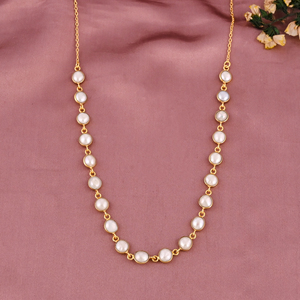 Collar de Cadena con Perlas Naturales de Agua Dulce |   Latón Chapado en Oro - Product Image 2