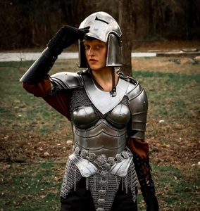 Conjunto de Armadura Medieval para Mujer, Armadura de Caballero Barbute, Cota de Malla Antigua y Cuirras de Placa, Disfraz de Halloween para Cosplay Femenino - Product Image 4