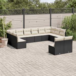 Grand ensemble de canapés de jardin modulaires en rotin PE noir, collection de meubles d'extérieur élégante - Product Image 1