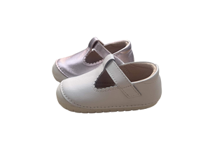 Chaussures Mary Jane roses pour bébé, dessus en cuir véritable, semelle extérieure en caoutchouc antidérapante, soutien de la voûte plantaire, légères, fermeture à enfiler, chaussures unisexes - Product Image 2