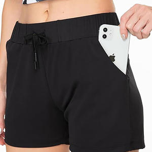 Shorts décontractés d'été pour femmes à taille haute avec logo personnalisé, séchage rapide, respirants, grandes tailles, ajustables, pour le yoga et la course à pied - Product Image 4