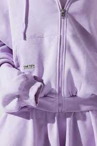 Ensemble sweat à capuche zippé oversize lavande pour femme, jupe à volants, tenue décontractée trois pièces en polaire respirante à manches longues pour l'hiver - Product Image 6