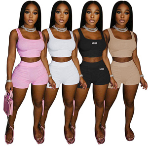 Custom Street wear Sets Women Clothing Women Sets Two Piece Summer Tank Top Set 2 Two Pieces Biker Ladies Shorts Set for Women - Product Image 1