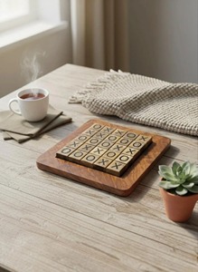 Jeu de Tic Tac Toe en bois poli pour enfants et famille, pour table basse, jouets en bois faits à la main pour jouer - Product Image 3