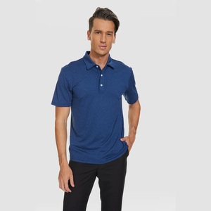 Polo à manches courtes pour homme, bleu marine, couleur unie, tissu Oxford, style décontracté, coupe classique, col boutonné - Product Image 5
