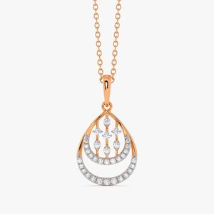 Collier pendentif en or rose avec diamant de laboratoire en forme de goutte d'eau et monture ouverte - Product Image 5