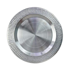 Assiette de service ronde en acier inoxydable de qualité supérieure, décorative, avec rebord surélevé, pour mariage, table de salle à manger, restaurant, hôtel - Product Image 5